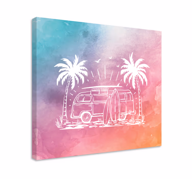 Quadro de cidade van de surf retrô - TenStickers