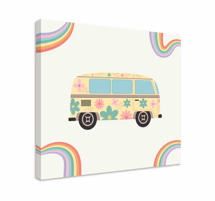 Quadro floral retro furgão - TenStickers
