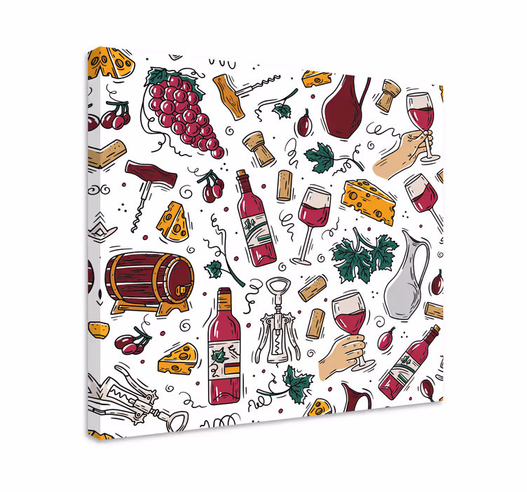 Quadro para restaurante Uvas, vinho e queijo - TenStickers