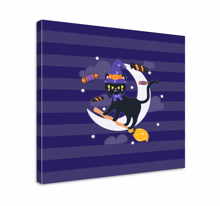 Quadro com gatos bruxa do gato preto - TenStickers