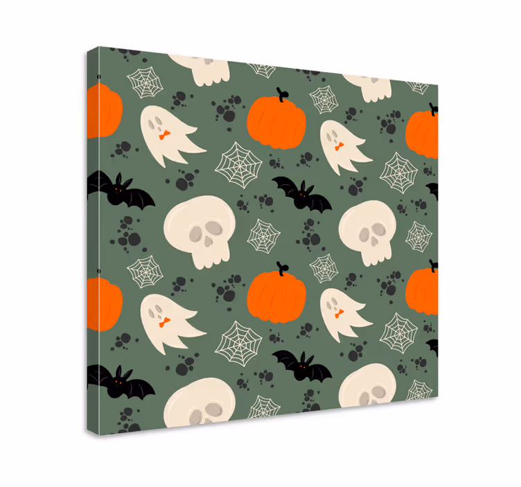 Quadro de dinossauro com elementos de halloween - TenStickers