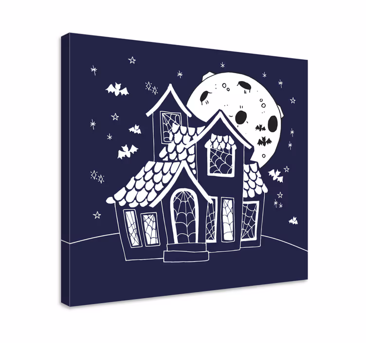 Quadro de paisagem silhueta de casa assombrada - TenStickers