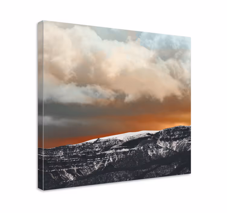 Quadro de paisage vista do pôr do sol montanhoso - TenStickers