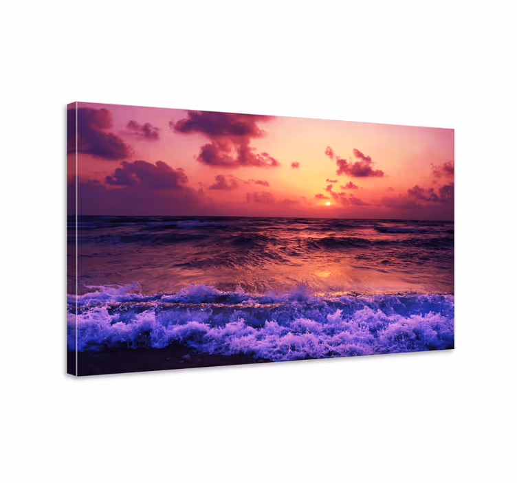 Quadro de paisage ondas do pôr do sol vibrantes - TenStickers