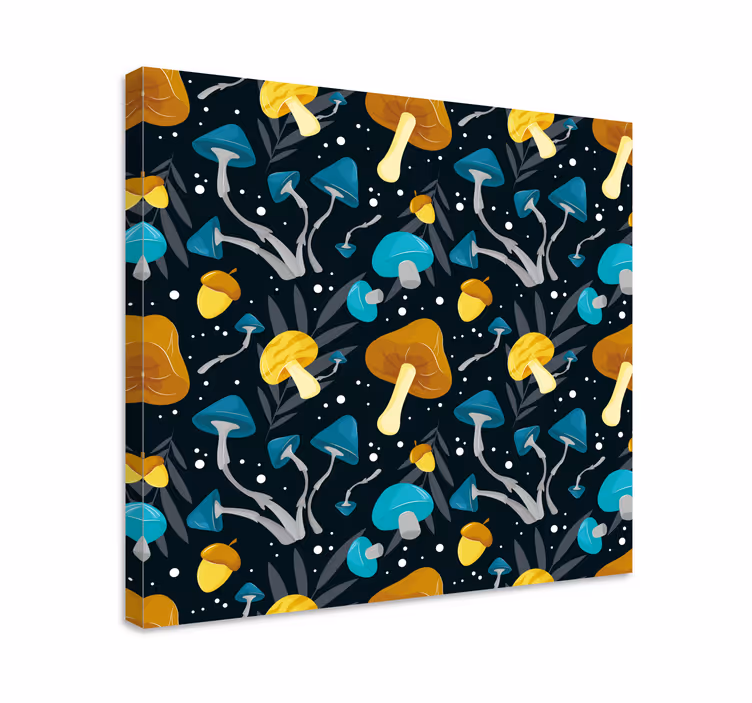 Quadro de flores padrão floresta de cogumelos - TenStickers