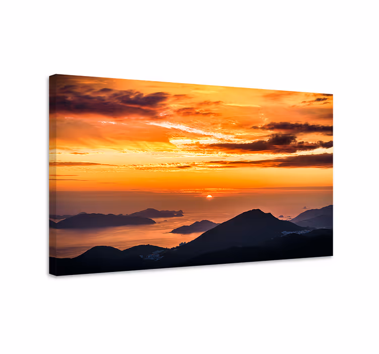 Quadro de paisagem pôr do sol deslumbrante sobre montanhas - TenStickers