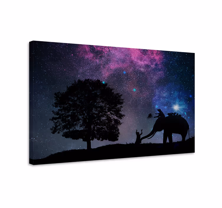 Quadro de elefantes interação com elefantes crianças - TenStickers