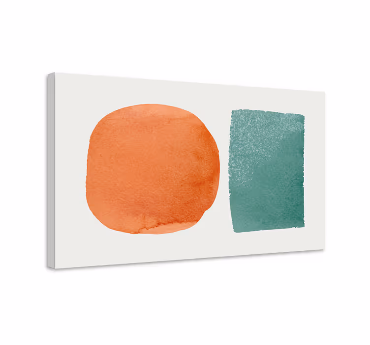 Quadro Decorativo abstrato aquarela circular e retangular - TenStickers