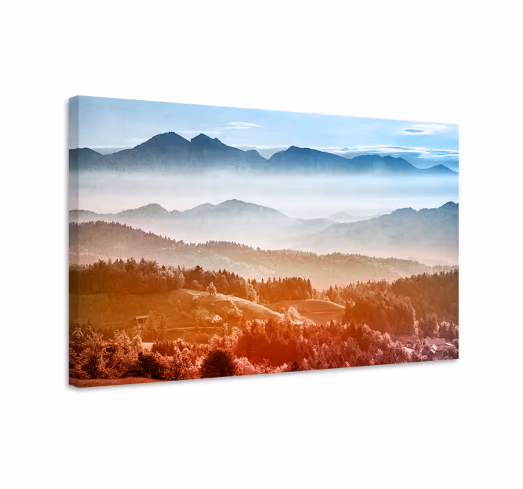 Quadro de paisage vista da montanha enevoada - TenStickers