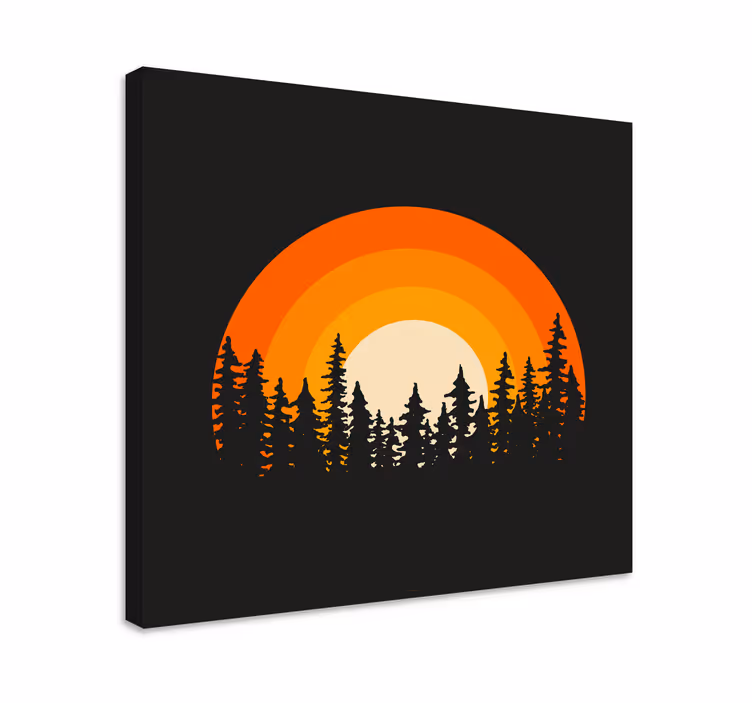 Quadro de paisage silhueta de pôr do sol estilizada - TenStickers
