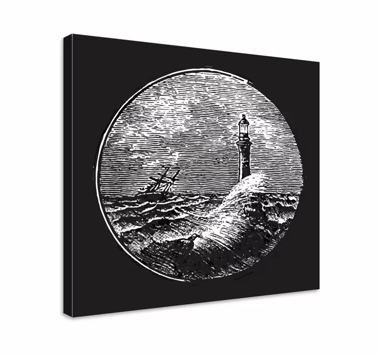 Quadro de paisage farol em meio às ondas - TenStickers