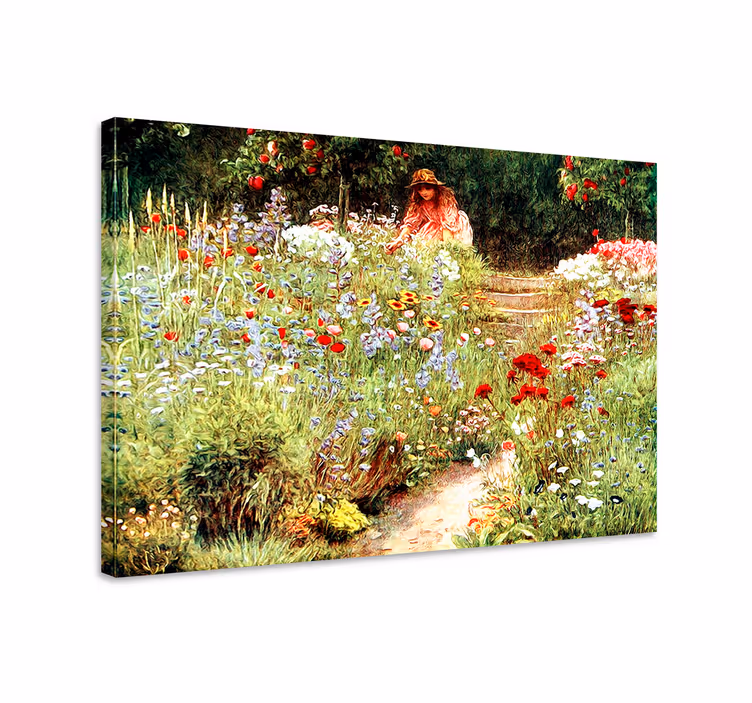 Quadro de flores menina entre flores - TenStickers