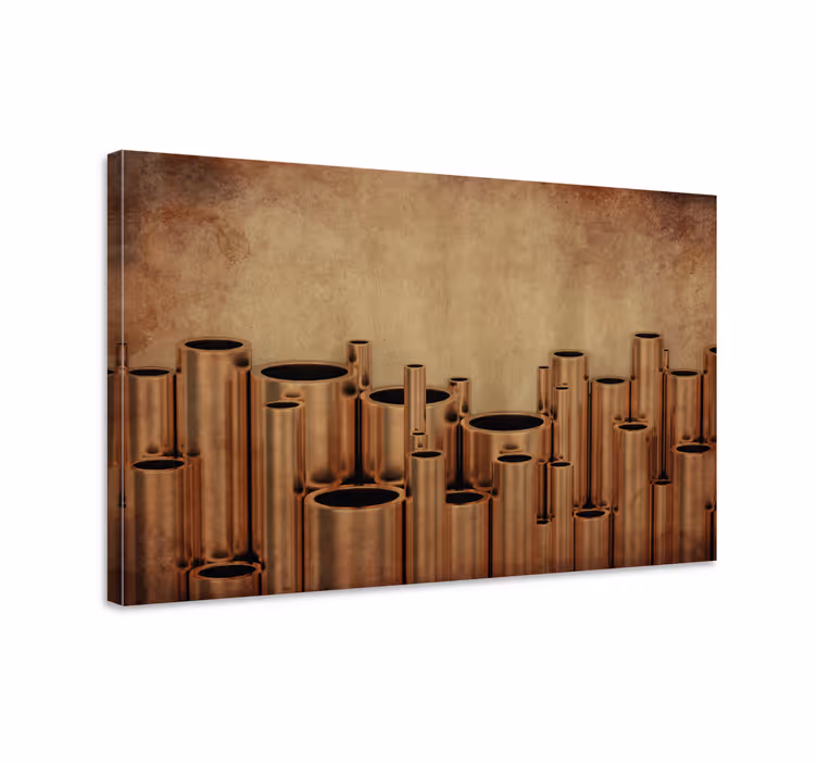 Quadro moderno Tubos industriais de cobre em branco - TenStickers