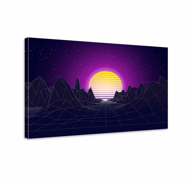 Quadro decorativo moderno paisagem geométrica do pôr do sol - TenStickers