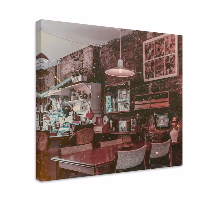 Quadro de cidade cena de café vintage - TenStickers