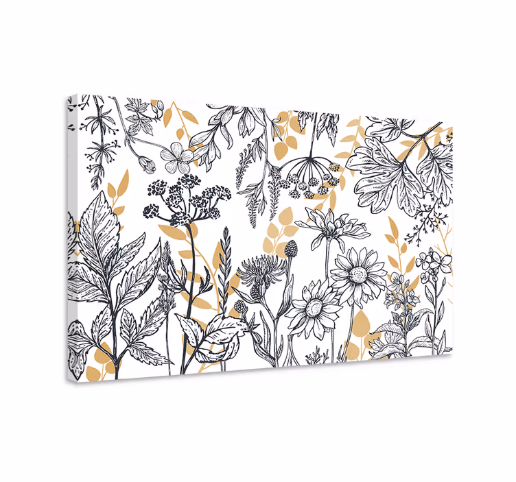 Quadro de flores Variação "glamour floral" com ouro - TenStickers