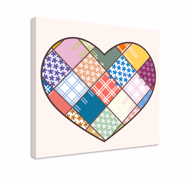 Quadro frase motivacional design de coração em patches - TenStickers