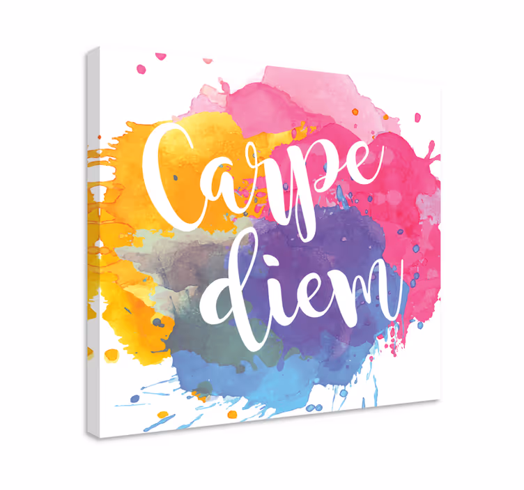 Quadro frase motivacional Respingo colorido do carpe diem - TenStickers