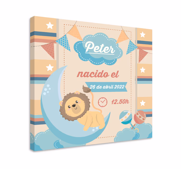 Quadro para bebê celebração da lua do leão - TenStickers