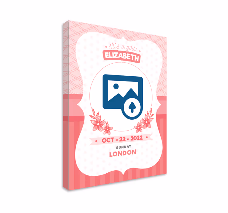 Quadro para bebê anúncio rosa personalizado - TenStickers