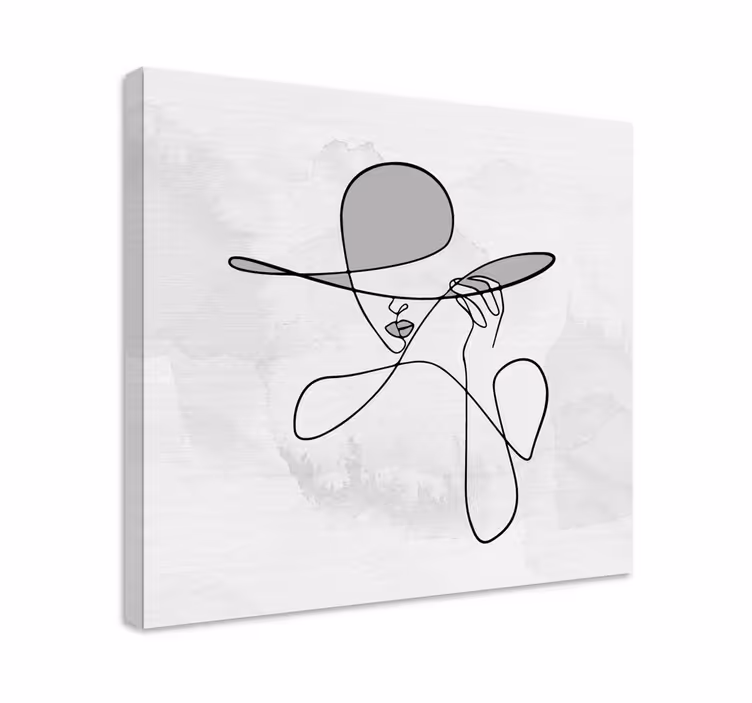 Quadro para hall de entrada Mulher minimalista com chapéu - TenStickers