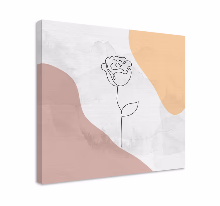 Quadro de flores contorno elegante de rosa - TenStickers