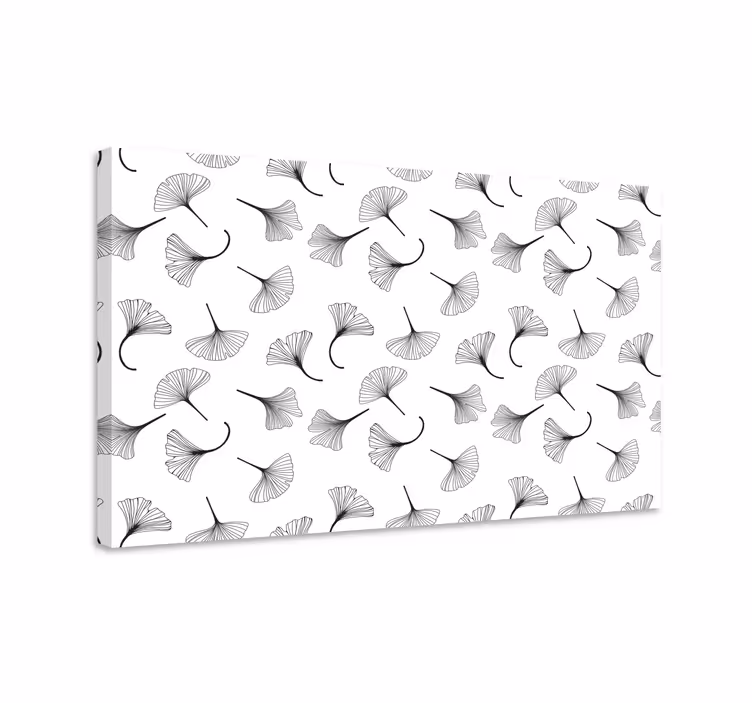 Quadro moderno Folhas de ginkgo padrão preto - TenStickers