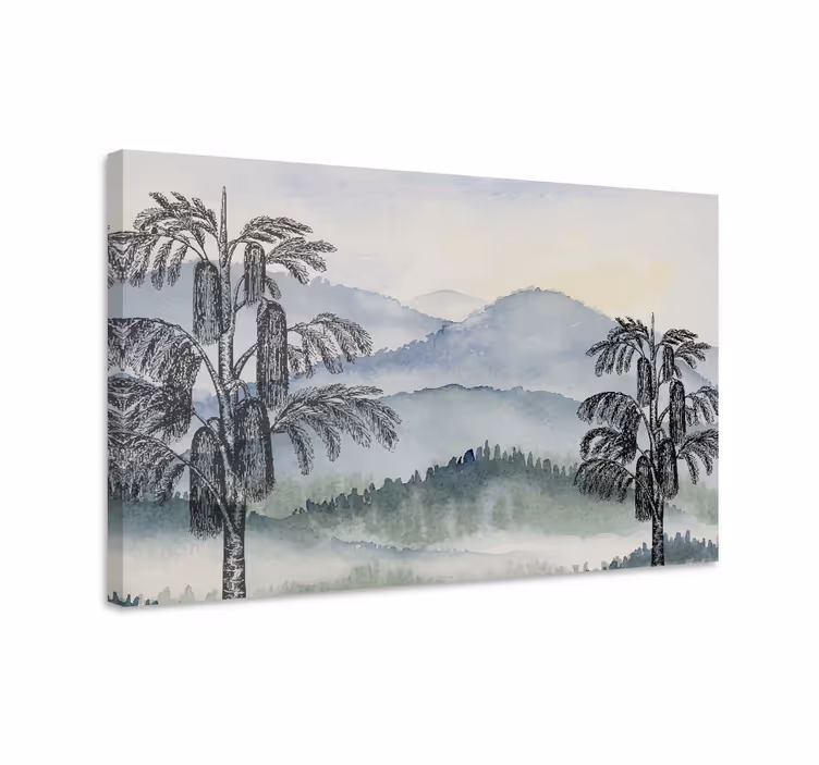 Quadro de árvores paisagem montanhosa - TenStickers