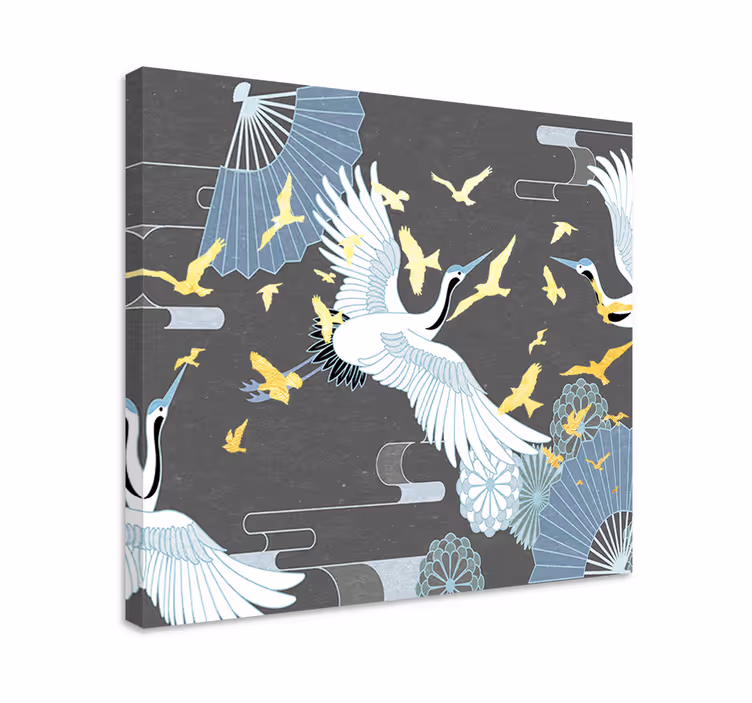 Quadro oriental voo elegante de garças - TenStickers