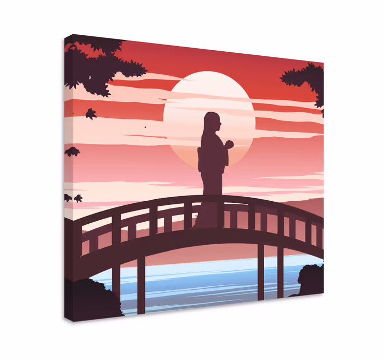 Quadro decorativo abstrato silhueta na ponte - TenStickers