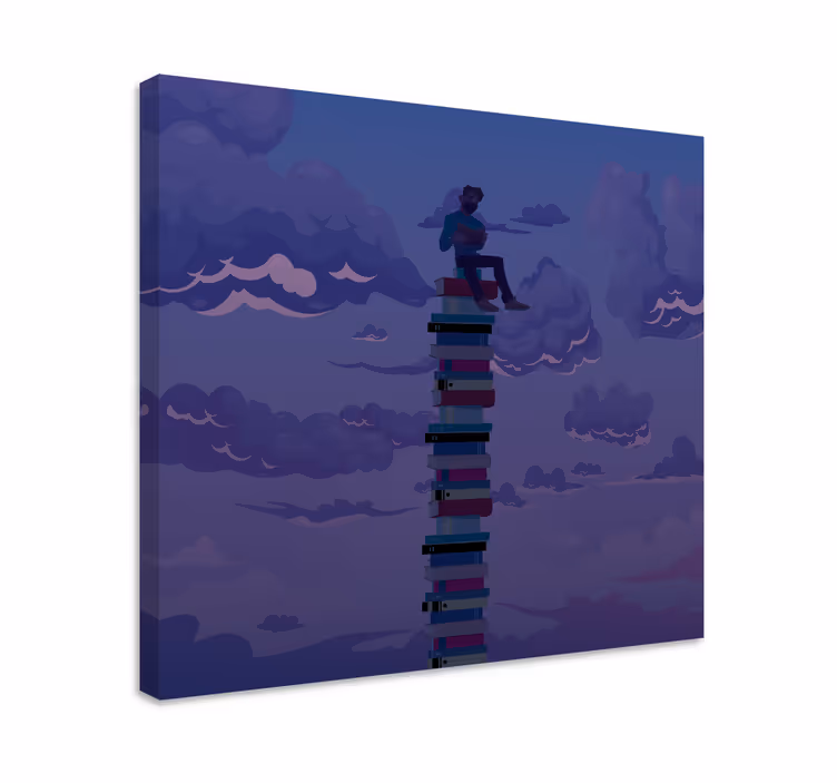 Quadro vintage livros empilhados para o céu - TenStickers