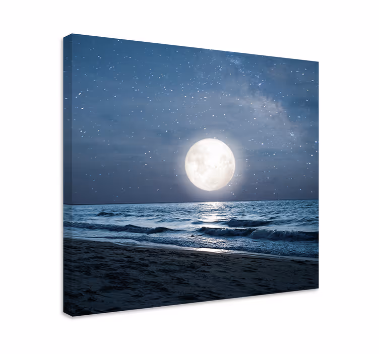 Quadro de paisage Lindo luar sobre o oceano lua cheia - TenStickers