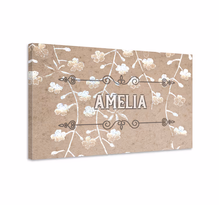 Quadro personalizável decor floral com nome - TenStickers