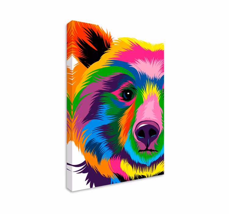 Quadro de figuras geométricas Urso colorido - TenStickers