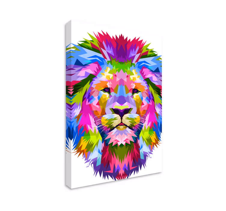 Quadro de figuras geométricas Leão cores vivas - TenStickers