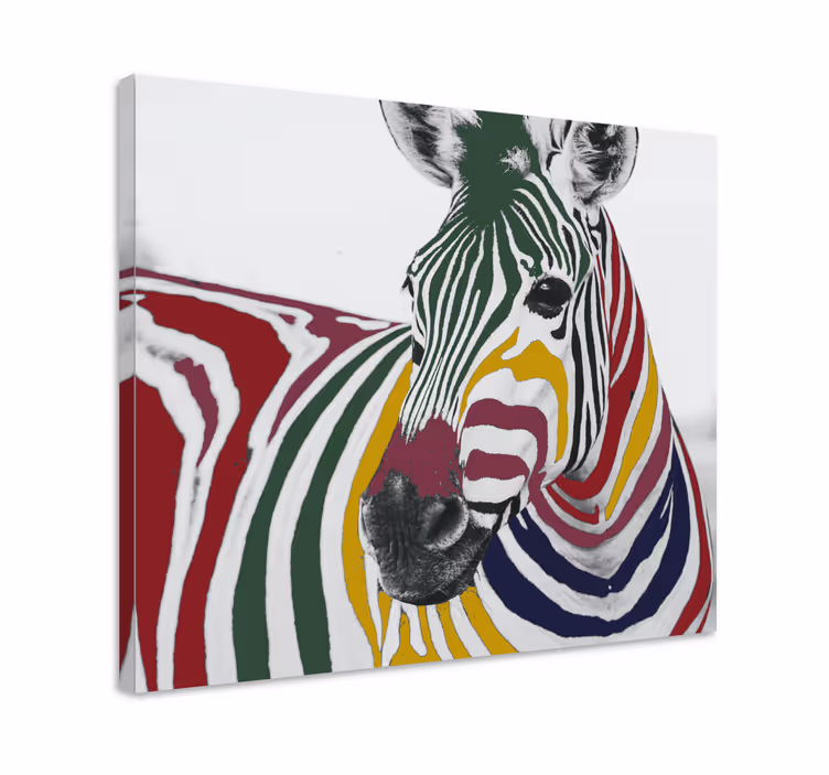 Quadro moderno Pintura colorida de zebra - TenStickers