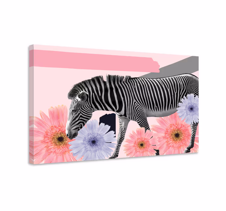 Quadro animais zebra entre flores - TenStickers