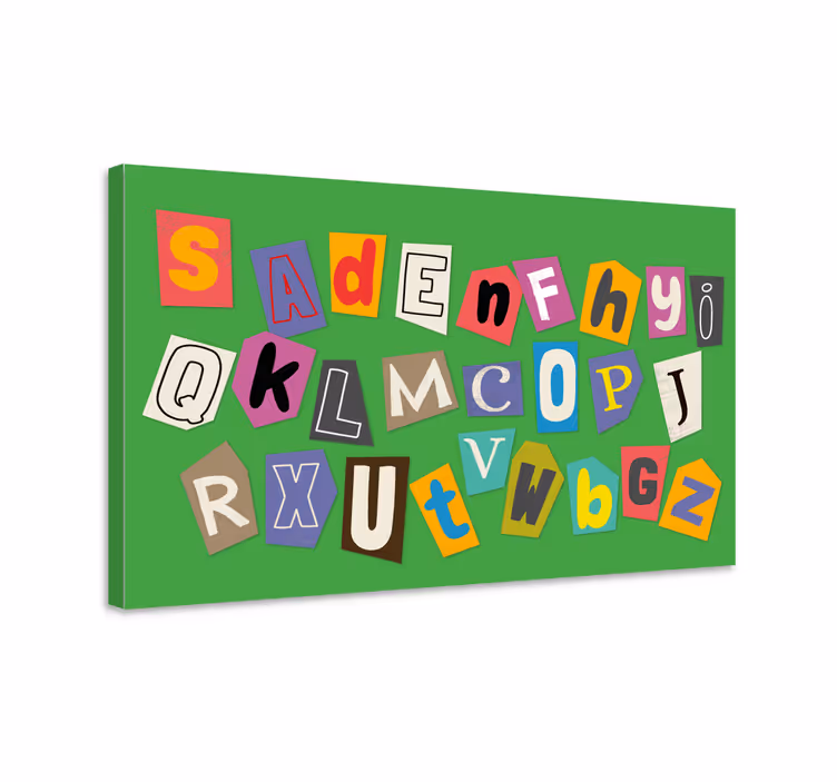 Quadro com o abecedário colagem de letras coloridas - TenStickers