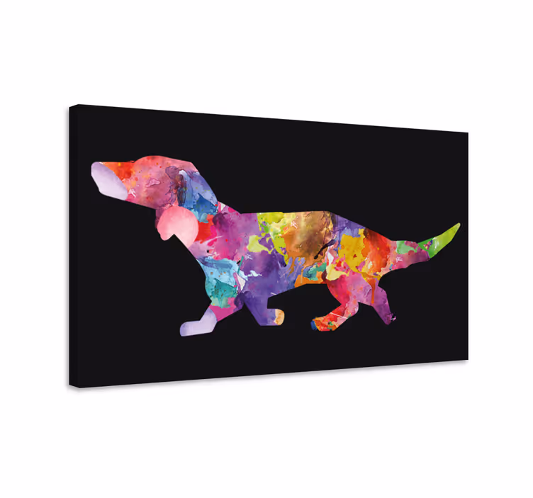 Quadro moderno Pintura de cão colorida em preto - TenStickers