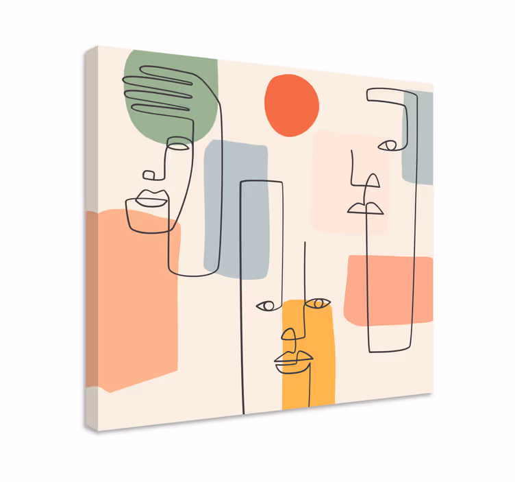Quadro decorativo para sala Arte minimalista de parede com rostos - TenStickers