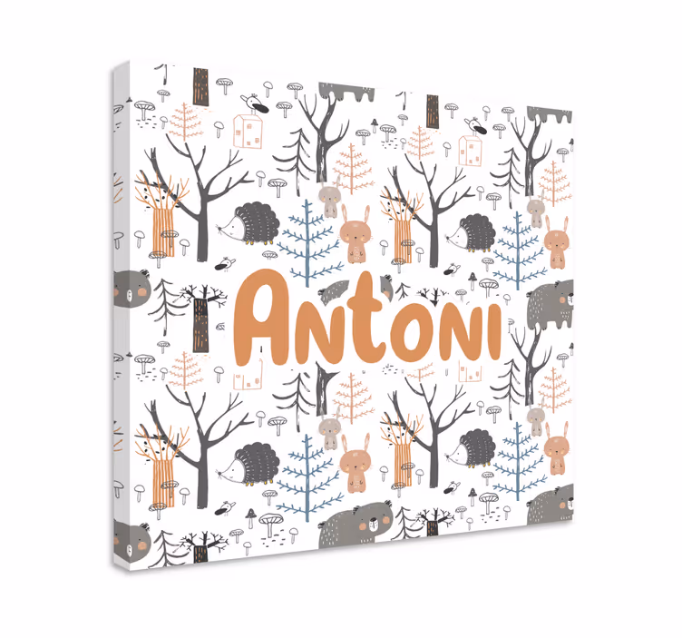 Quadro para bebê floresta de animais fofo - TenStickers