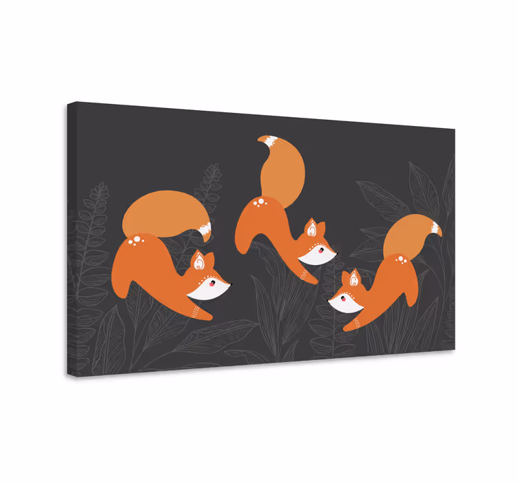 Quadro animais raposa brincando - TenStickers