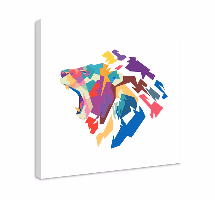 Quadro animais cabeça de leão colorida - TenStickers