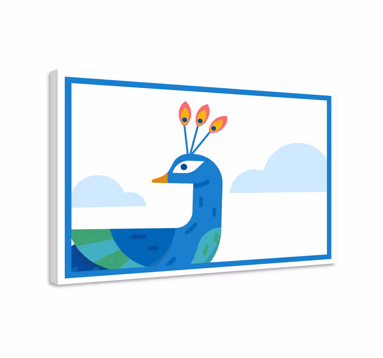 Quadro animais pavão azul estilizado - TenStickers