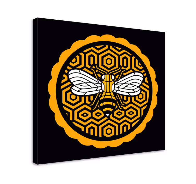 Quadro animais abelha com hexágonos - TenStickers