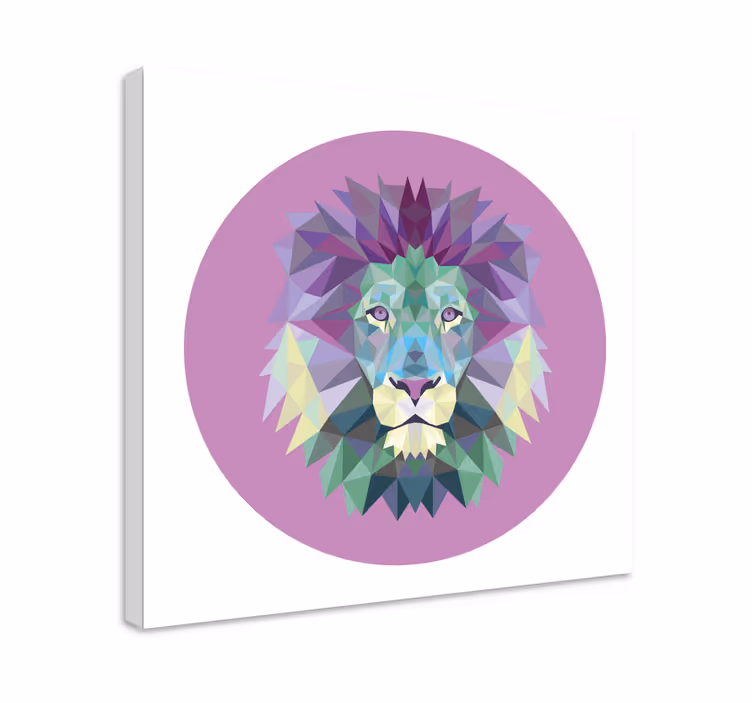 Quadro animais cabeça de leão geométrica - TenStickers