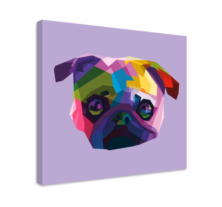 Quadro de cães com rosto de pug colorido - TenStickers