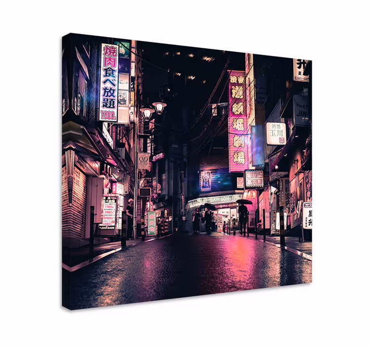 Quadro de cidade ruas da cidade em neon - TenStickers
