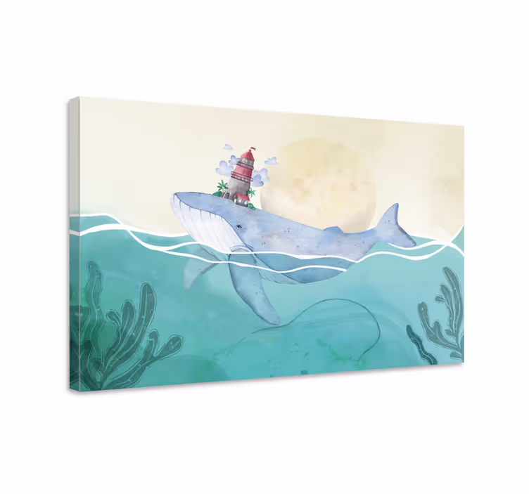Quadro náutico baleia e farol - TenStickers