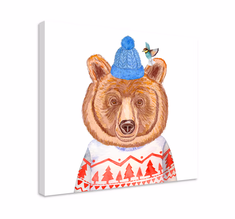Quadro animais ilustração de urso encantador - TenStickers